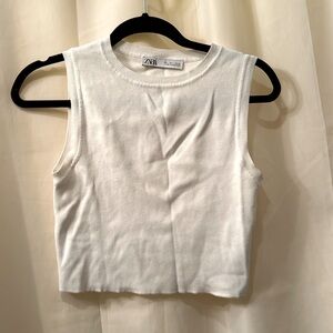 Zara cropped white sleeveless t